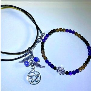 Leather & Gemstone Jewelry Set